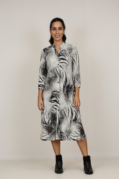 Midi Dress Flared Cut Seventies Print| M47 Modas Benidorm