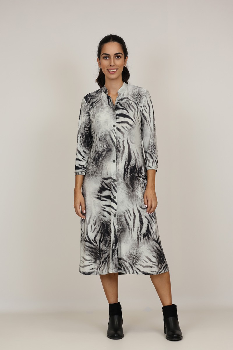 Midi Dress Flared Cut Seventies Print| M47 Modas Benidorm