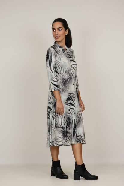 Midi Dress Flared Cut Seventies Print| M47 Modas Benidorm