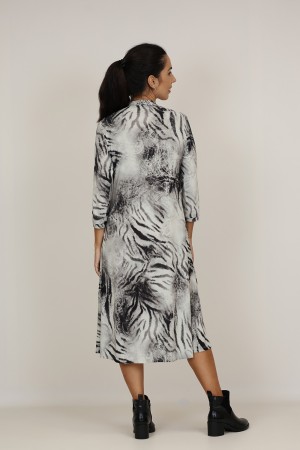 Midi Dress Flared Cut Seventies Print| M47 Modas Benidorm
