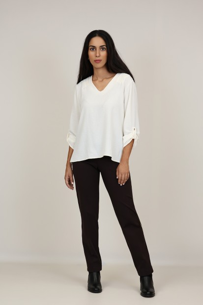 Skinny pants with knitted elastic waist