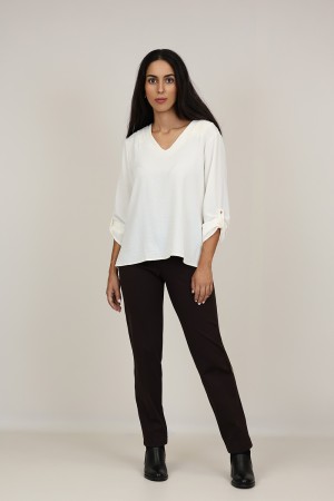 Skinny pants with knitted elastic waist