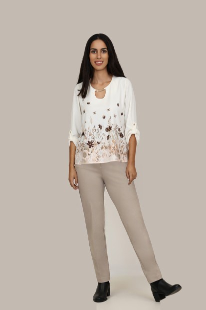 Skinny pants with knitted elastic waist