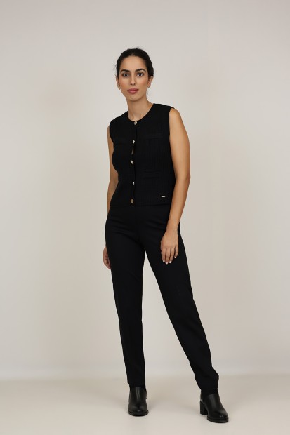 Skinny pants with knitted elastic waist