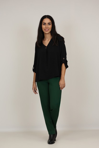Skinny pants with knitted elastic waist