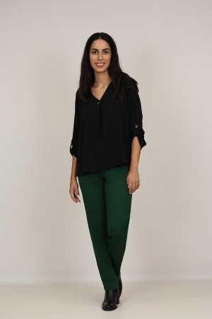 Skinny pants with knitted elastic waist