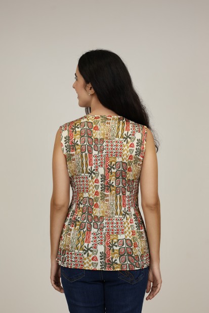 Pleated Shirt Floral Print| M47 Modas Benidorm