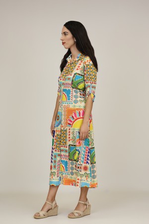 Vestido Midi Estampado| Vestido Boho|  M47 Modas Benidorm