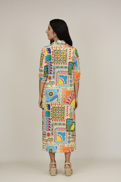 Vestido Midi Estampado| Vestido Boho|  M47 Modas Benidorm