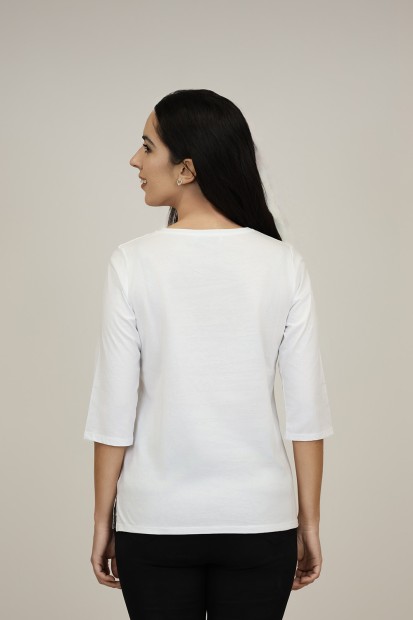 Camiseta  Blanca de Mujer| Camiseta Romántica| M47 Modas Benidorm