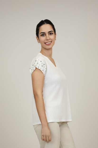Cotton an organza T- shirt| M47 Modas Benidorm