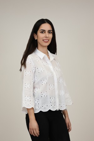 Camisa Blanca| Camisa Perforados| M47 Modas Benidorm