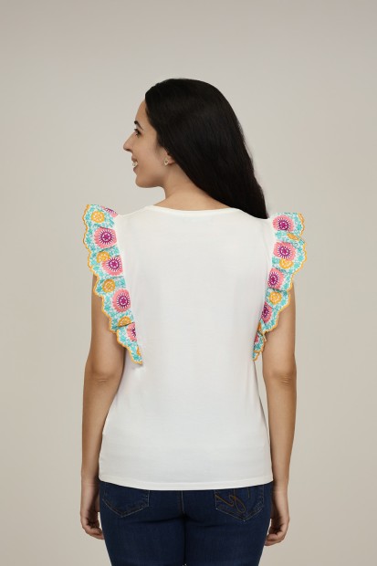 Cotton an organza T- shirt| M47 Modas Benidorm