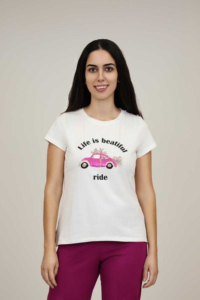 Camisetas de Mujer | Camiseta Lentejuelas M47 Modas Benidorm