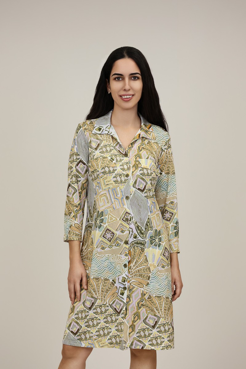 Knit Shirt Paisley Print Dress| M47 Modas Benidorm