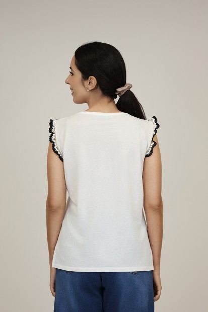 Cotton an organza T- shirt| M47 Modas Benidorm