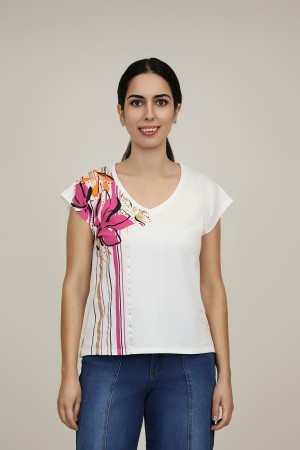 Cotton an organza T- shirt| M47 Modas Benidorm