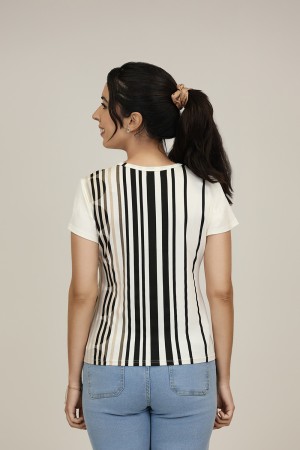 Silk-effect knit T-shirtl Toscana print| M47 Modas Benidorm