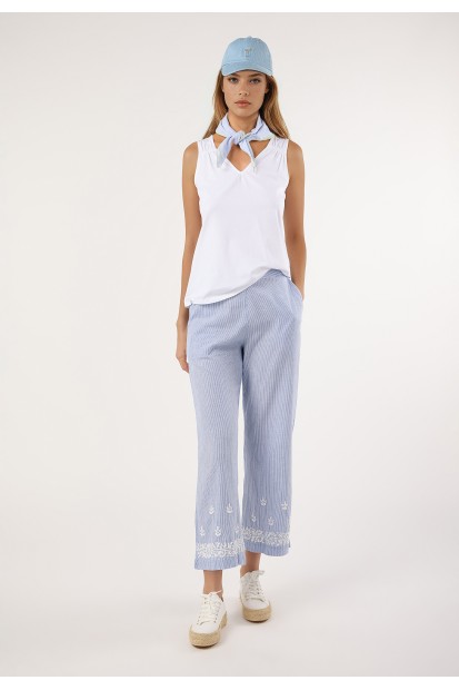 Pantalon Recto | Pantalon lino Rayas | M47 Modas Benidorm