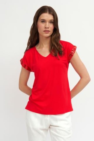 T-Shirt Lace & Plumeti Round-neckline| M47 Modas Benidorm