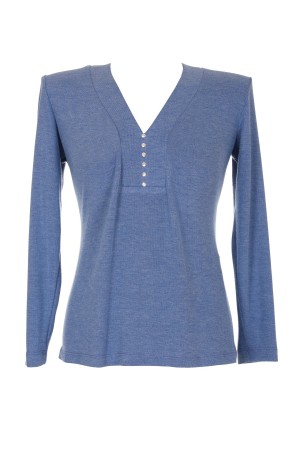  Knit Top Tricot Print V-Neck Design| M47 Modas Benidorm