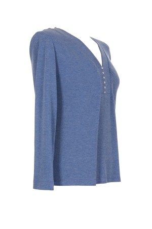  Knit Top Tricot Print V-Neck Design| M47 Modas Benidorm