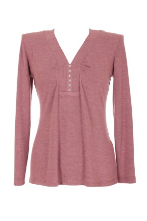  Knit Top Tricot Print V-Neck Design| M47 Modas Benidorm